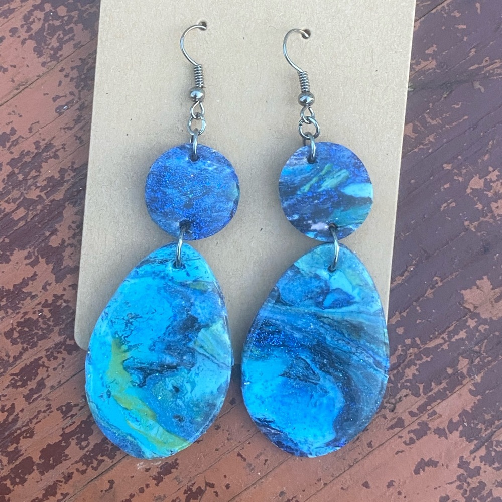 Marbled polymer clay earrings